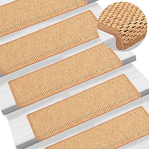 Homgoday Selbstklebende Teppiche Treppen Sisal-Look 15 Stück 65x21x4 Orange, warme und bequeme Decke, hochwertige Decke für Wohnzimmer Büro Schlafzimmer Badezimmer