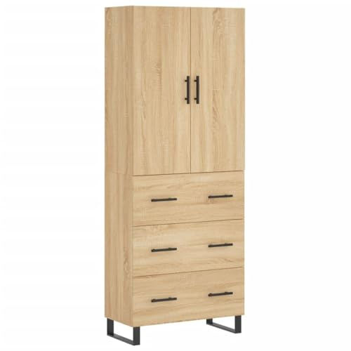 Tidyard Highboard Sideboard Hochschrank Badschrank,Lagerschrank Wohnzimmerschrank Küchenschrank Schubladenschrank Vitrinenschrank Büroschrank 69,5 x 34 x 180 cm (B x T x H) Holzwerkstoff,Sonoma-Eiche