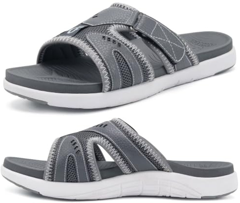 COFACE Sport-återhämtningssandaler för män, plantar fasciit, mjuk vaddering, lätt hålfotsstöd, ortopediska flip-flops för män, storlek 40–48