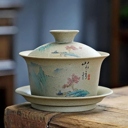SELCOA Keramik Sancai Gaiwan Lila Ton Teetassen Handbemalte Kung Fu Teegeschirr Teeschalen Keramik Teeterrine Set Teetassen