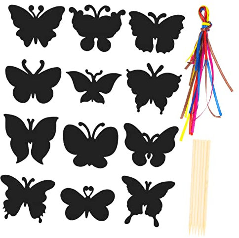 Lurrose 12St Schmetterlings-Kratzmalerei kratzbilder schmetterlinge Schmetterlingskratzpapier halloween dekoration halloween-dekoration Lesezeichen für Kinder Tier Kratzen