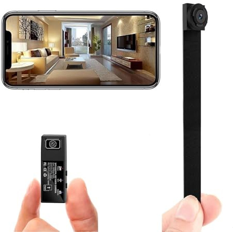Boveila Mini caméra espion, WiFi 1080p, caméra de sécurité portable sans fil, enregistreur vidéo, caméras IP, caméra de nounou avec lentille étendue/détection de mouvement pour surveillance intérieure