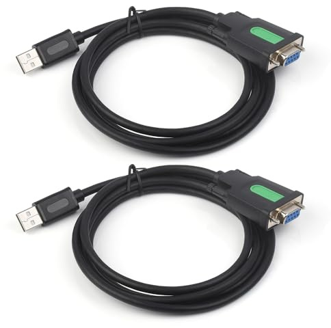 Waveshare Industrial USB to RS232 Serial Adapter Cable(2 PCS), USB Type A to DB9 Female Port, FT232RL Chip, 1.5m, for Industrial Control Equipment & Applications with High Communication Requirement
