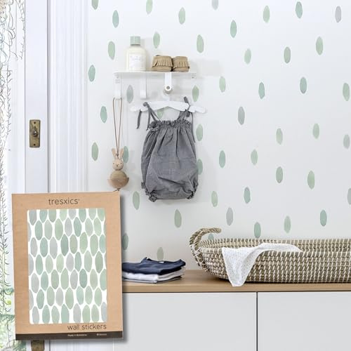 Pegatinas Pared Decorativas Infantiles Gotas Acuarela | 1 Lámina, 59 Gotas Adhesivas | Vinilo Adhesivo Pared | Efecto Papel Pintado | Detalle Decorativo | TRESXICS (Verde)