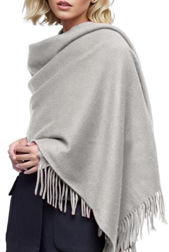 Schal Zopfmuster Wollschal für Damen, 203,2 x 68,6 cm, Damenschals, Geschenkbox, Pashmina-Schals und Tücher, dicker übergroßer Schal für den Winter Damen Schal Mantel (Grey, One Size)
