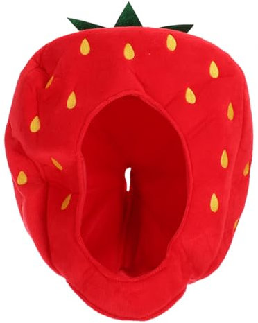 GARVALON Plüschige Erdbeer-haube Für Kostümpartys Lustiges Obst-accessoire Für Cosplay Weiche Und Bequeme Kopfbedeckung Für Winterliche Festlichkeiten Für Fotoshootings Und Kreative