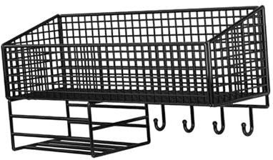 Milageto Hängende Draht Wandkorb, Wand Aufbewahrungskörbe, Küche Organisator, kein Bohren, selbstklebend, Lagerung Regal hängende Obstkörbe für Schränke, Küche, Bad, Schränke, mit Haken