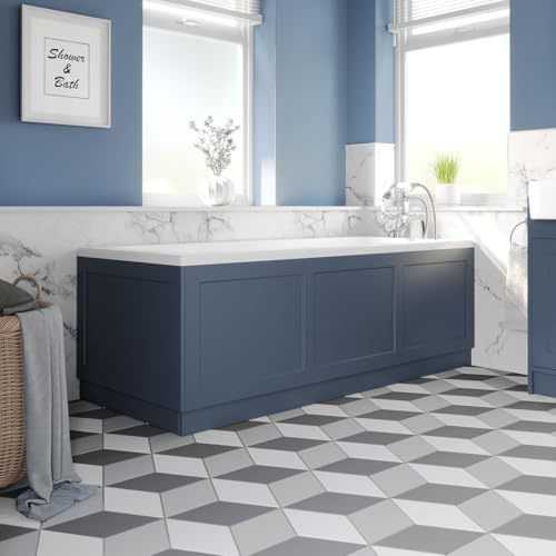 Affine® Traditional 1700 Side Front Panel MDF Bath Panel 18mm, Wooden Panels for Bathroom Baths Soaking Tubs, Adjustable Plinth, Easy to Cut, Matt Blue