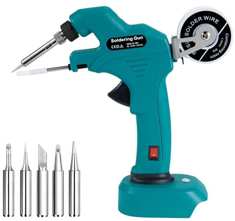 ONEVAN Lötkolben Akku für Makita 18V, 30W Lötkolben Lötpistole mit 5 Stück Spitzen und Lötdraht, Schnurloses Lötkolben Set Soldering Iron für Haushaltsgeräte-Reparatur, Elektro-DIY (ohne Batterie)