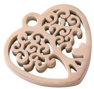 VILLCASE Ciondolo a Forma di Cuore in Acciaio Titanio Dorato per Bracciali e Collane, Decorazione Elegante per Gioielli Fai da Te e Creazione di Accessori Unici