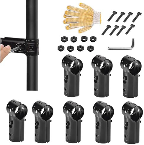 Qkbuza Chain Link Fence T Clamp,8X Fence Pipe Clamps with Hex Key with and Gloves - Chain Link Fence Parts, 1 Inch Stainless Steel Clamps