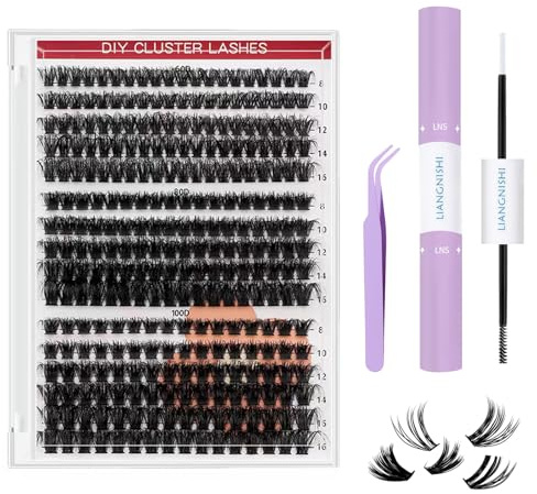 320Pcs Wispy Cluster Lashes,8-16mm Lash Clusters kit for Makeup Parties | Eyelashes Individual Kit 60D+80D+100D DIY Extension Kit,Cluster Lashes Kit Individual Eyelashes Black Eyelash Clusters