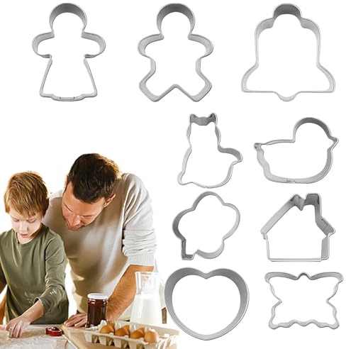 Sghtil Cortadores de galletas de acero inoxidable, cortadores de galletas de Navidad | Juego de cortadores de galletas navideñas 9X,Galletas para animales multifuncional, herramientas de cocina