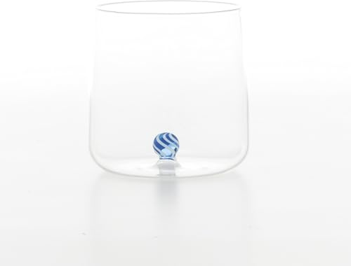 Zafferano Bilia - Set di 4 bicchieri Candy Tumbler con sfera colorata all'interno, bicchieri da 440 ml, 4 colori, lavabili in lavastoviglie, blu