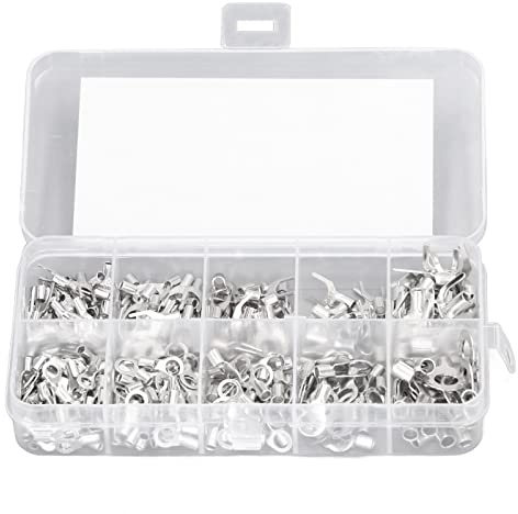 320Pcs Ring Terminal Fork Connector Kit Non Insulated Wire Lugs Battery Cable Terminals Electric Copper Crimp Fork, Multifunctional Accessory For Home Use