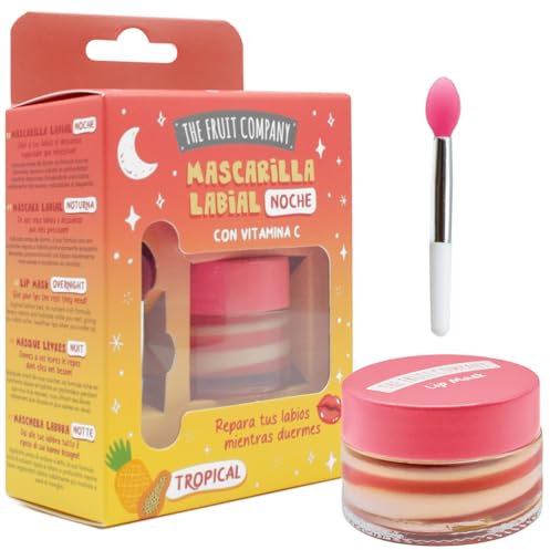 The Fruit Company Mascarilla Labial Noche TROPICAL Hidratante para Dormir con Vitamina C, Repara tus Labios Mientras Duermes 12ml