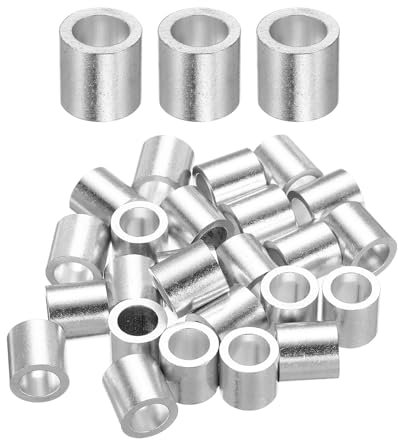 sourcing map Aluminum Wire Rope Stop Sleeve 5/16(8mm) Crimping Loop Sleeve Round Cable Ferrule for Wire Rope Cable Line, Pack of 25