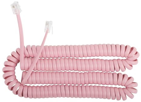 Uvital 1 Pack 16FT Pink Extra Long Phone Handset Cord(Coiled Length 2FT), Phone Cord for Landline, RJ9 Telephone Cords for Landline Phones