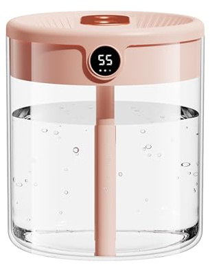 Humidifier for Bedroom, 2L Cool Mist Humidifier for Home Baby, Humidity Sensor, 20H Last, Easy to Fill & Clean, Quiet Air Humidifiers for Large Room Office Nursery Plants (Pink)