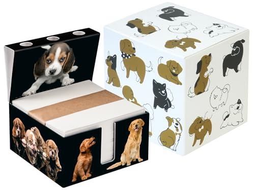 PrintCollect Zettelbox „Dogs aus stabil verklebtem Hartkarton, mit Stiftehalter, Notizzettel aus kräftigem Papier (1er-Set im Geschenkkarton)