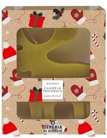 Candela Profumata al Pan di Zenzero a Forma di Renna - Altezza 10 cm - Colore Avorio - Idea Regalo Natale - Cereria di Giorgio