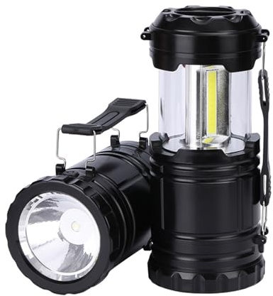 1 farol LED plegable de 200 lúmenes, kit de supervivencia adecuado para huracanes, luz de emergencia para cortes de tormentas, linternas portátiles al aire libre, color negro (pilas no incluidas)