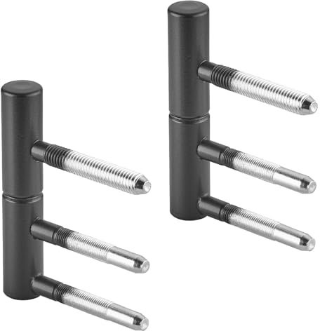 SOTECH 1 Paar Türbänder OLAV 2-teilig mit 3 Gewindebolzen (Ø 15 mm, Stahl, schwarz pulverbeschichtet, DIN-konform, Nylon-Gleitlager, bis 60 kg Tragkraft) Einbohrband für Innentüren zum Einbohren