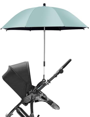 AQCQDQ Universal Sonnenschirm für Kinderwagen, Kinderwagen Regenschirm 50+ U, 85cm Kinderwagen Regenschirm mit Verstellbarer Klemme und Verstellbarem Arm für Kinderwagen und Buggy (8 Rippen,bohelv)