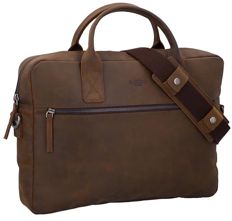 Gusti Umhängetasche Leder - Elijah Pflanzlich gegerbt Aktentasche Unitasche Umhängetasche Arbeitstasche Messenger Bag Lehrertasche Businesstasche groß Laptoptasche Vintage