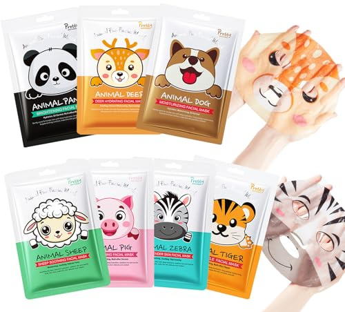 MEITREND Mascarilla facial para mujer, mascarillas de tela, mascarillas faciales de personaje para adolescentes y niñas - regalos de fiesta, mascarilla hidratante facial para calmante y refrescante