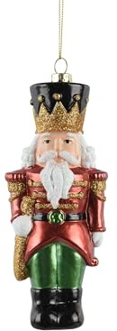 Kaemingk Christbaumschmuck Kunststoff 14,7cm - Nussknacker Figur zum Aufhängen - bruchfest - Weihnachtsbaum Anhänger für Weihnachten - Christbaumanhänger & Weihnachtsbaumschmuck - Husar Rot Grün