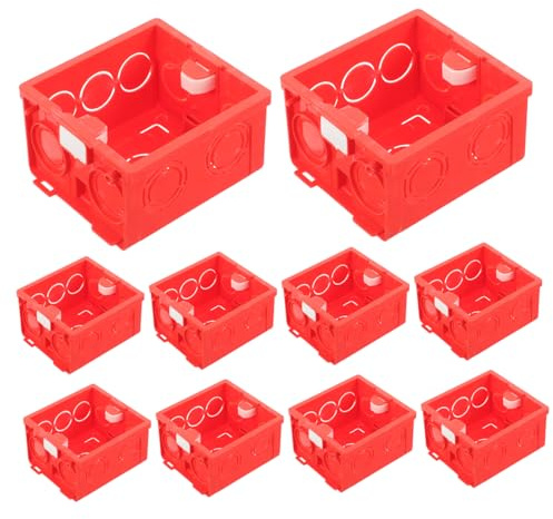FUTUREORYY Scatola Elettrica Incasso Tipo 86 in Pvc Rosso, Resistente e Ignifuga, Doppio Dado Duro, per Montaggio in Pareti Rigide, Confezione da 10 Pezzi