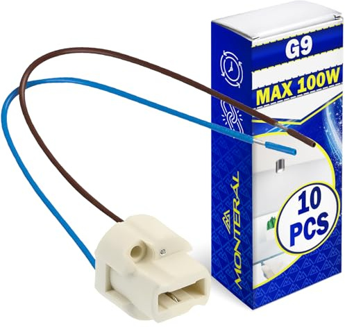 10 Piezas Casquillo G9 220-240V 50-60Hz para Bombillas Max 100W | Color Blanco - Garantía de 10 Años - MONTERAL