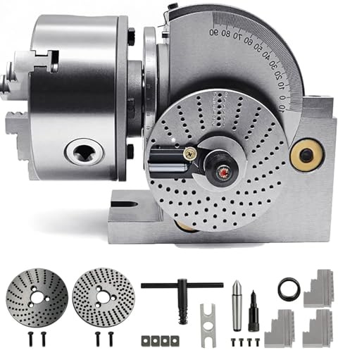 ZHIXUMM Semi Universal Dividing Head Milling Set, 4in/5in/6in 3 Jaw Chuck Dividing Head Set, W/100/125/160mm Chuck+Tailstock, For Precision Rotary Table 5in/125mmChuck