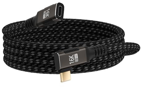 KMMXXCPM usbc verlängerung 90 Grad langes 2m,USB 5 verlängerung 80Gbps Datenkabel Kompatibel mit thunderbolt 5/4/3 male to female extension cable,240W Schnellladung,16K/8K Videoübertragung für Display