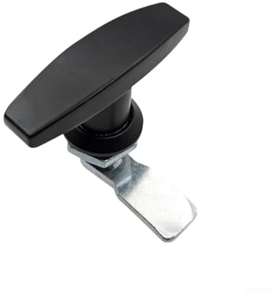 Serratura a forma di T in lega di zinco con fissaggio posteriore per cassetta degli attrezzi, porta del garage, armadio e rimorchio, finitura nera o cromata (nero)