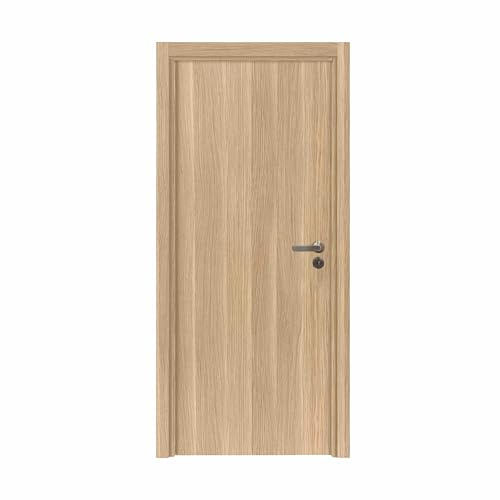 Bloc porte fin de chantier Matild, finition chêne brut structuré, réversible, H.204 x l.63 cm