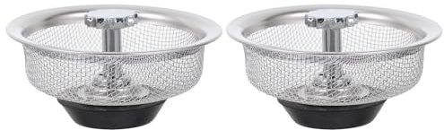 DIKACA 2 pièces Filtre Evier Cuisine Acier Inoxydable Passoire Drain avec Bouchon Étanche et Poignée Crépine Anti-Bouchon pour Lavabo et Évier de Cuisine