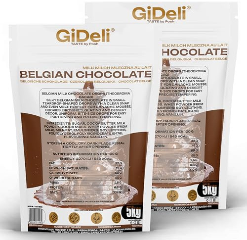 GiDeli Schokodrops Kuvertüre 2 x 5 kg - Schokolade für Schokobrunnen | schmilzt gleichmäßig ab 30 °C, einzelne Beutel zum Portionieren, für Konditorei, Eisdiele, Catering und Gastronomie