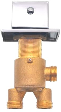 Hot and Cold Water Valve Diverter, Brass Split Shower Mixer Tap 2 Way Diverter Square Knob Handle Chrome