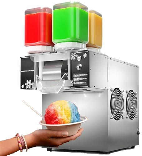 DowPie Machine à Granita Professionnelle Commerciale, Machine à glaçons en Flocons et Machine à Glace pilée, Refroidissement Rapide Haute Puissance 750 W, idéale pour Les Bars 110V-124FD