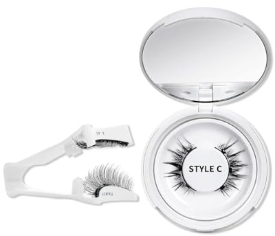 DAFNE Pestañas magnéticas con Rizador de Pestañas, Pestañas magnéticas sin delineador de ojos, Aspecto natural, No necesita pegamento(Kit-C)