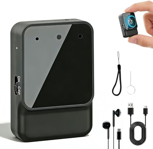 Registratore vocale da 64 GB, mini dispositivo di ascolto spia con cancellazione del rumore, registratore vocale One Touch, registratore vocale ricaricabile, USB, spionaggio con cuffie per interviste