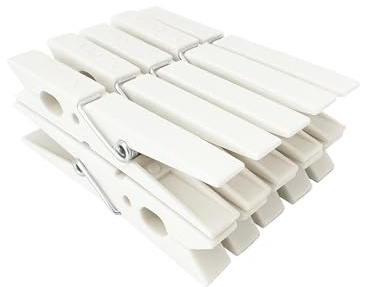 Pamex - Pinza Plástico Gigante Jumbo Blanca Colada Lavandería - 24 Sets de 10 Unidades (240 Pinzas)