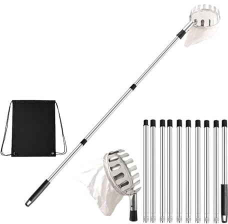 Collecteur de fruits extensible télescopique de 4 m avec panier de protection en tissu, pas besoin d'escalade pour la maison, le jardin, outil de récolte de fruits télescopique