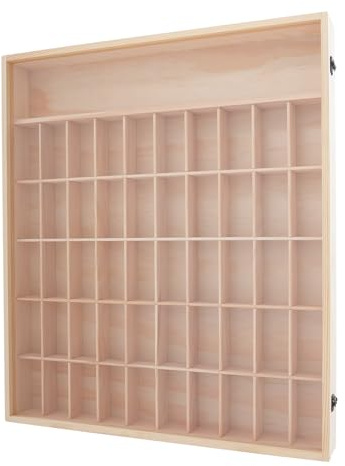 Vitrine de collection en bois à 6 niveaux avec 50 compartiments - Vitrine suspendue en bois - Vitrine murale - Vitrine flottante - Pour salon, chambre à coucher