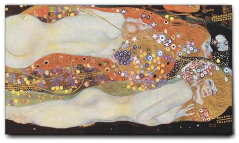Giallobus - Gemälde - Gustav Klimt - Wasserschlangen - Leinwand mit Standardrahmen - 140x80 - Bereit zum Aufhängen - Moderne Gemälde für zu Hause