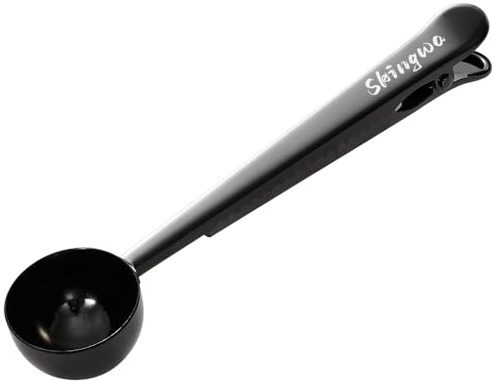 Coffee Scoop with Bag Clip, Multi-Function Milk Powder Measuring Spoon, 20ml (Black)