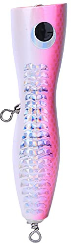 Große Künstliche Popper Köder aus Holz Angelköder Köder Fischköder Topwater Simulation Köder Seefischerei Tackle(Rosa)