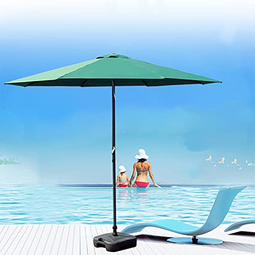 ACXZ Sombrilla de Hierro de 270 cm para el Mercado Sombrilla de jardín Redonda Impermeable con manivela, Parasol de Playa al Aire Libre para césped/Piscina/balcón, sin Base, Verde Oscuro